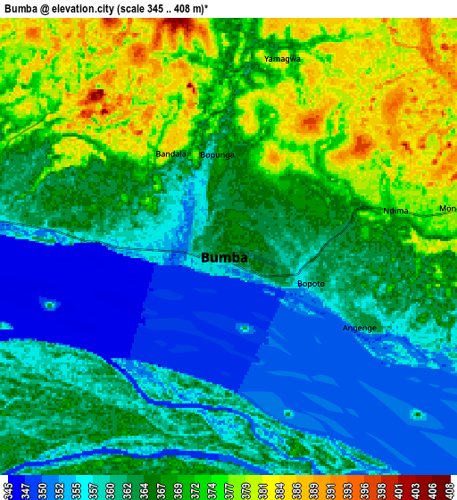 Zoom OUT 2x Bumba, Democratic Republic of the Congo elevation map