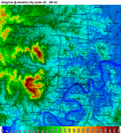 Zoom OUT 2x Ashgrove, Australia elevation map