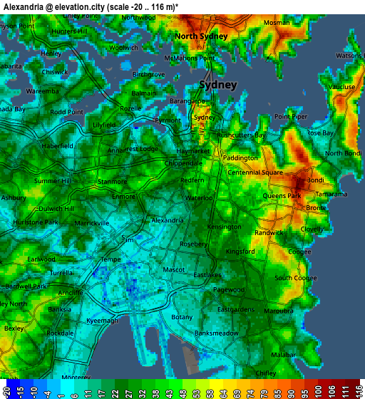 Zoom OUT 2x Alexandria, Australia elevation map