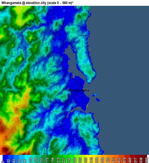 Zoom OUT 2x Whangamata, New Zealand elevation map
