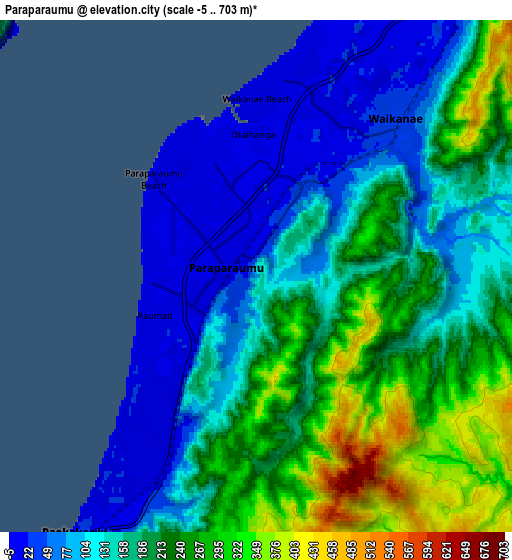 Zoom OUT 2x Paraparaumu, New Zealand elevation map