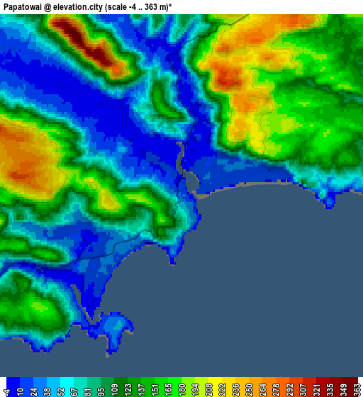 Zoom OUT 2x Papatowai, New Zealand elevation map