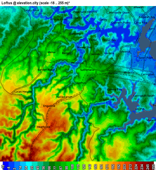 Zoom OUT 2x Loftus, Australia elevation map