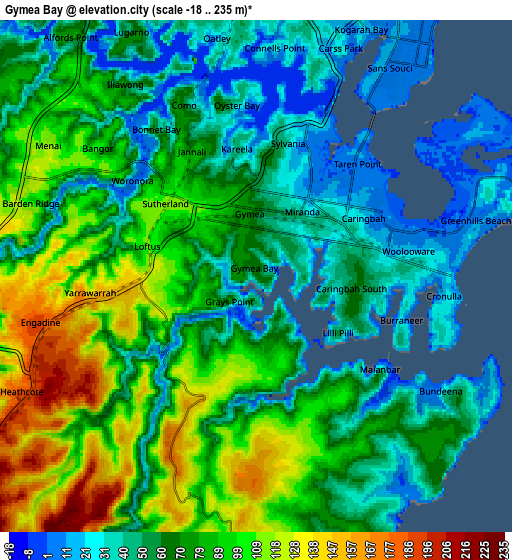 Zoom OUT 2x Gymea Bay, Australia elevation map