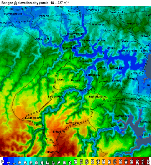 Zoom OUT 2x Bangor, Australia elevation map
