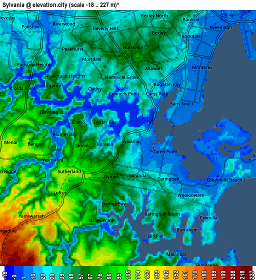 Zoom OUT 2x Sylvania, Australia elevation map