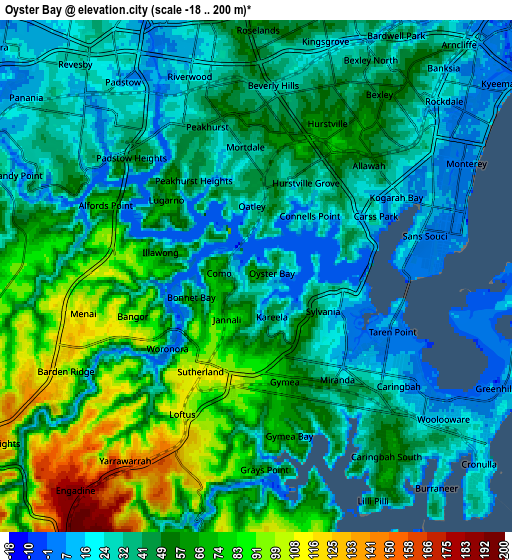 Zoom OUT 2x Oyster Bay, Australia elevation map