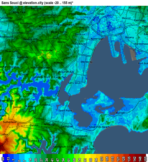 Zoom OUT 2x Sans Souci, Australia elevation map