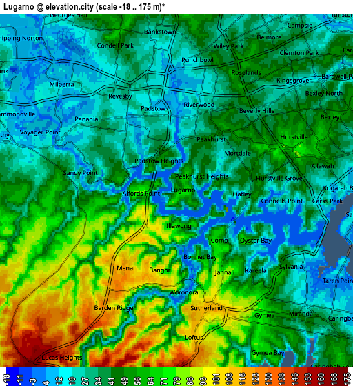 Zoom OUT 2x Lugarno, Australia elevation map