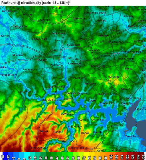 Zoom OUT 2x Peakhurst, Australia elevation map