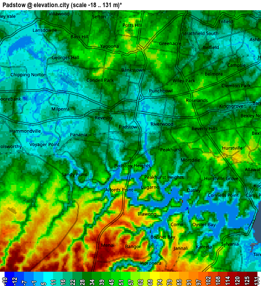 Zoom OUT 2x Padstow, Australia elevation map