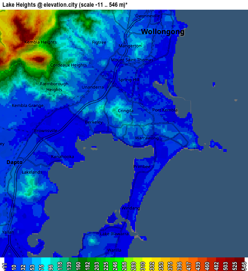 Zoom OUT 2x Lake Heights, Australia elevation map