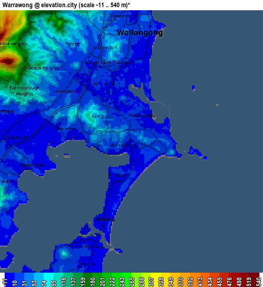 Zoom OUT 2x Warrawong, Australia elevation map