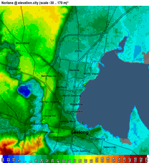 Zoom OUT 2x Norlane, Australia elevation map