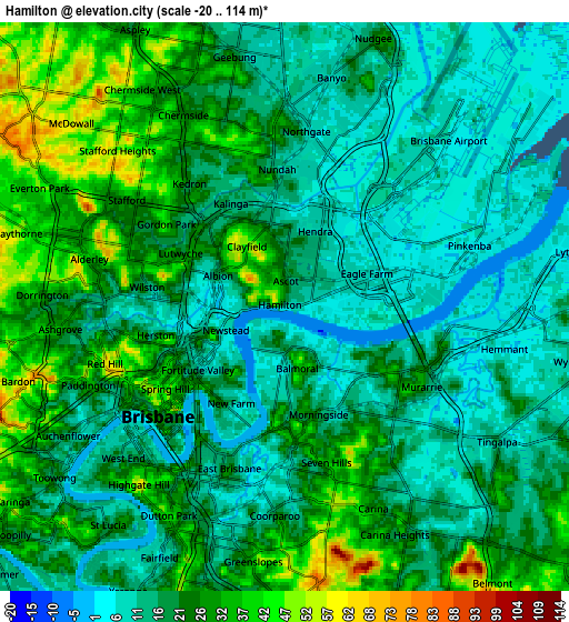 Zoom OUT 2x Hamilton, Australia elevation map