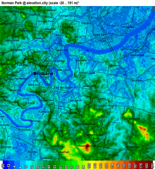 Zoom OUT 2x Norman Park, Australia elevation map