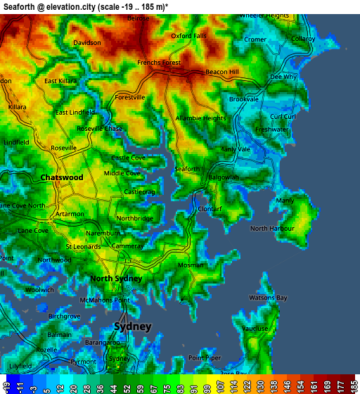 Zoom OUT 2x Seaforth, Australia elevation map