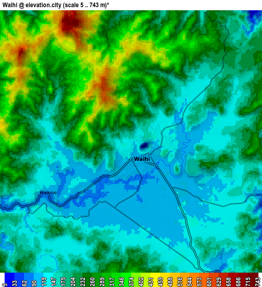 Zoom OUT 2x Waihi, New Zealand elevation map