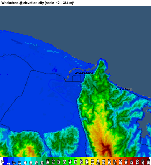 Zoom OUT 2x Whakatane, New Zealand elevation map