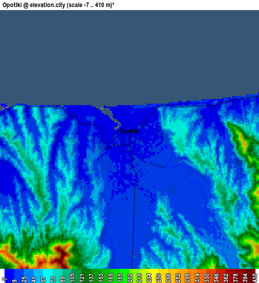 Zoom OUT 2x Opotiki, New Zealand elevation map