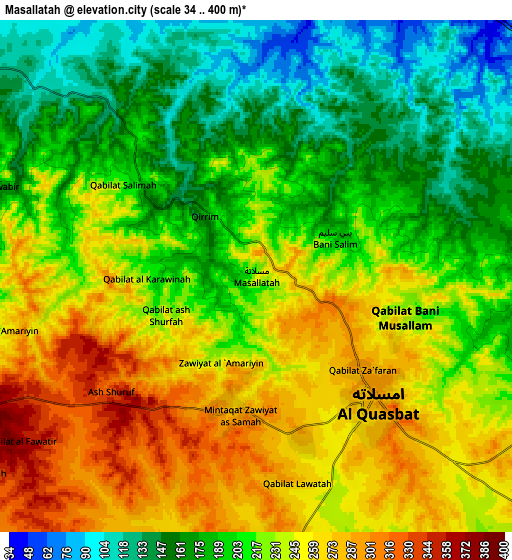 Zoom OUT 2x Masallātah, Libya elevation map