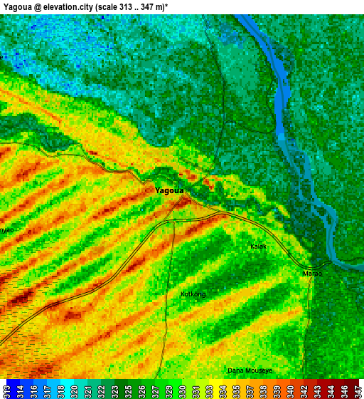 Zoom OUT 2x Yagoua, Cameroon elevation map