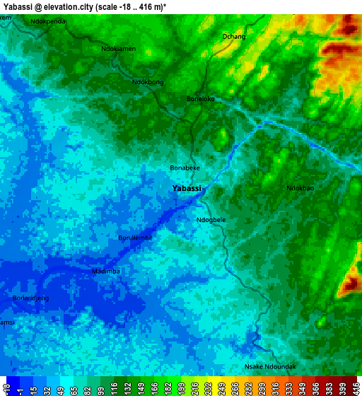 Zoom OUT 2x Yabassi, Cameroon elevation map