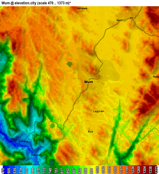 Zoom OUT 2x Wum, Cameroon elevation map