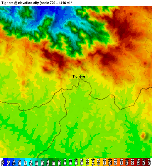 Zoom OUT 2x Tignère, Cameroon elevation map