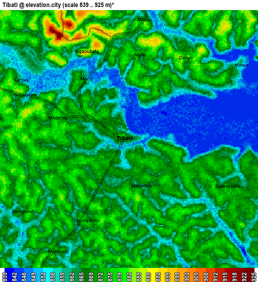 Zoom OUT 2x Tibati, Cameroon elevation map