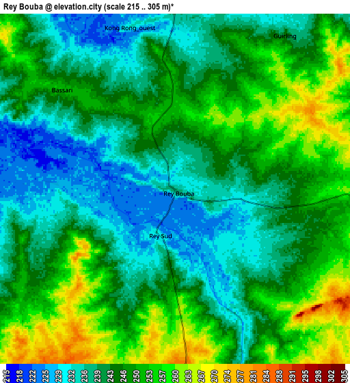 Zoom OUT 2x Rey Bouba, Cameroon elevation map