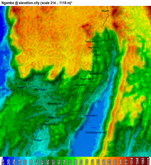 Zoom OUT 2x Ngambé, Cameroon elevation map
