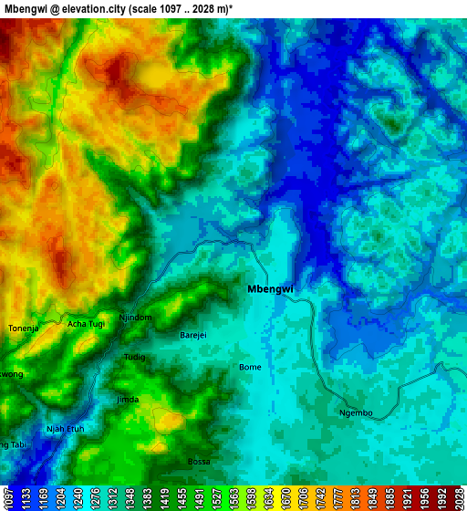 Zoom OUT 2x Mbengwi, Cameroon elevation map