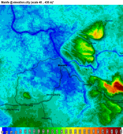 Zoom OUT 2x Mamfe, Cameroon elevation map