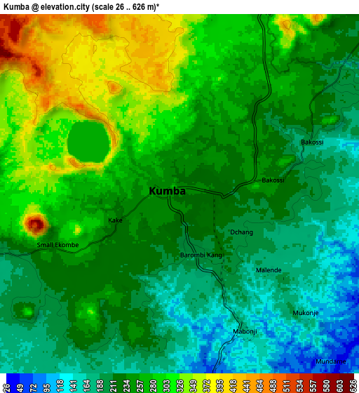 Zoom OUT 2x Kumba, Cameroon elevation map