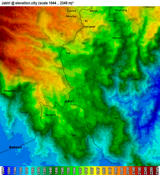 Zoom OUT 2x Jakiri, Cameroon elevation map