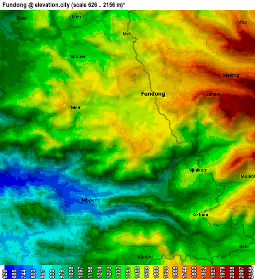 Zoom OUT 2x Fundong, Cameroon elevation map