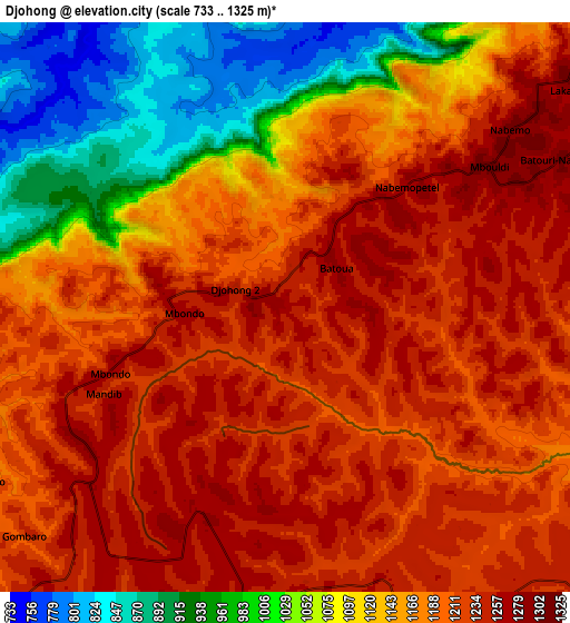 Zoom OUT 2x Djohong, Cameroon elevation map