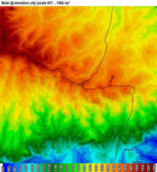 Zoom OUT 2x Bélel, Cameroon elevation map