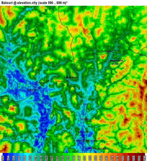 Zoom OUT 2x Batouri, Cameroon elevation map