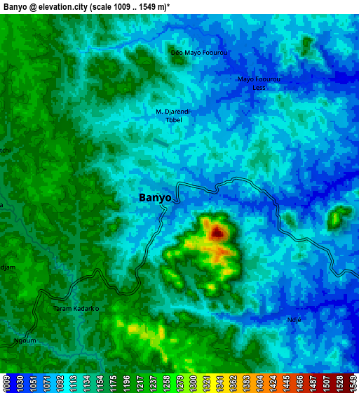 Zoom OUT 2x Banyo, Cameroon elevation map