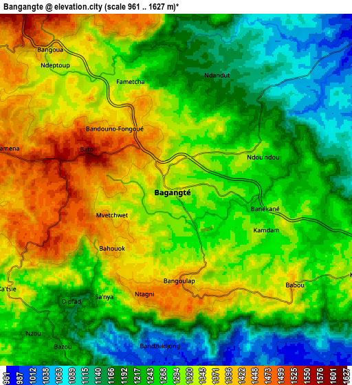 Zoom OUT 2x Bangangté, Cameroon elevation map