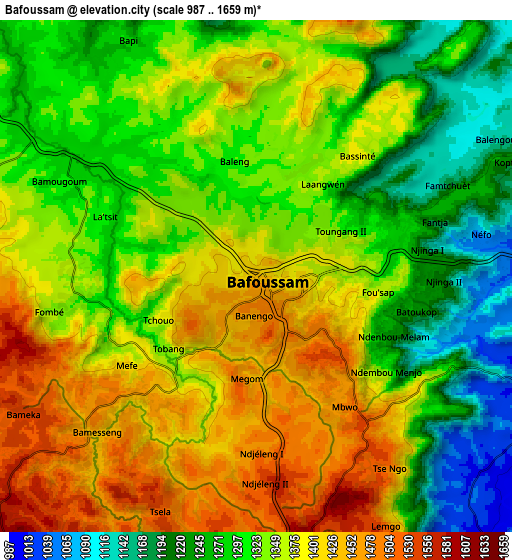 Zoom OUT 2x Bafoussam, Cameroon elevation map