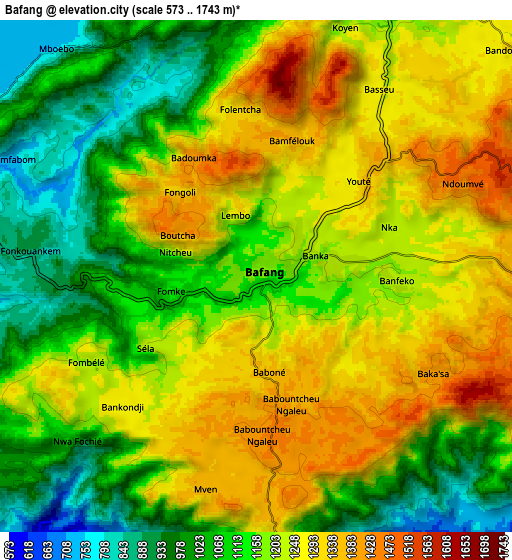 Zoom OUT 2x Bafang, Cameroon elevation map