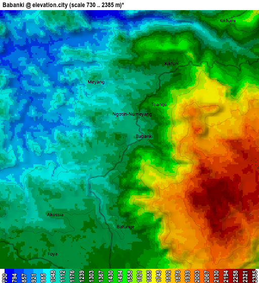 Zoom OUT 2x Babanki, Cameroon elevation map