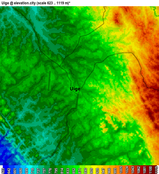 Zoom OUT 2x Uíge, Angola elevation map