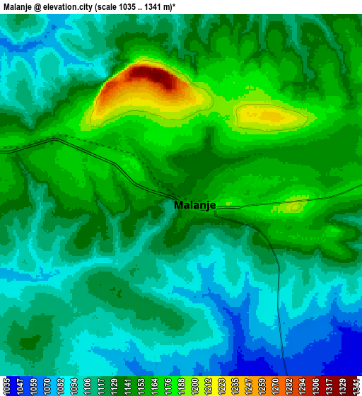 Zoom OUT 2x Malanje, Angola elevation map