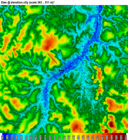 Zoom OUT 2x Ewo, Republic of the Congo elevation map