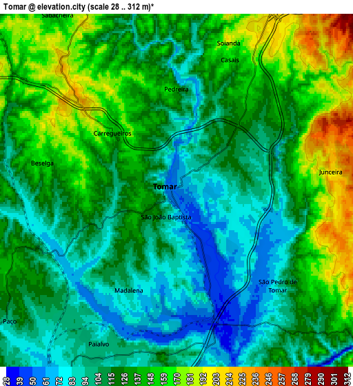 Zoom OUT 2x Tomar, Portugal elevation map