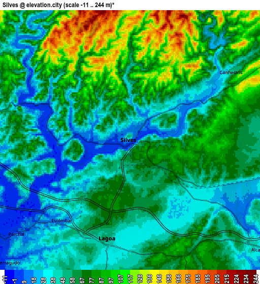 Zoom OUT 2x Silves, Portugal elevation map